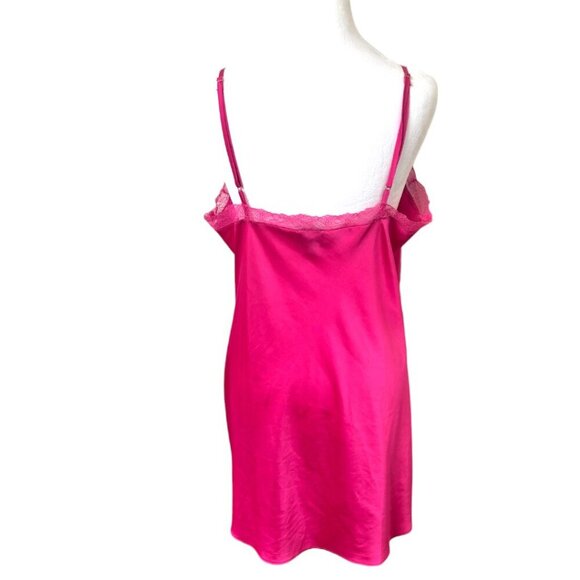 90'S STYLE Y2K AESTHETIC BARBIE PINK LACE TRIM SLIP NIGHTIE DRESS MEDIUM INC - Picture 5 of 5